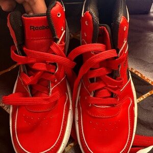 Reebok Kids Red High-Top Sneakers with White Trim